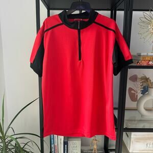Marlboro Red Black 1/4 Zip Y2K Short Sleeve Pullover Top Mens Size Large